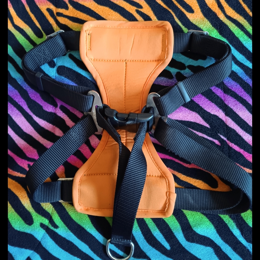 🖤🧡 Harley Davidson Dog Car Harness Large Biker Motorcycle Pet Orange Black - Picture 4 of 8